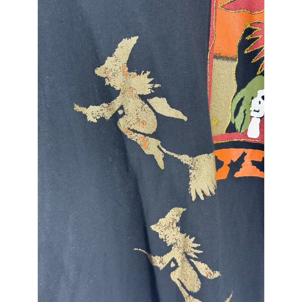 Halloween Vintage New Witch Pumpkin Studded Knit Top Size 26 Black Whimsigoth